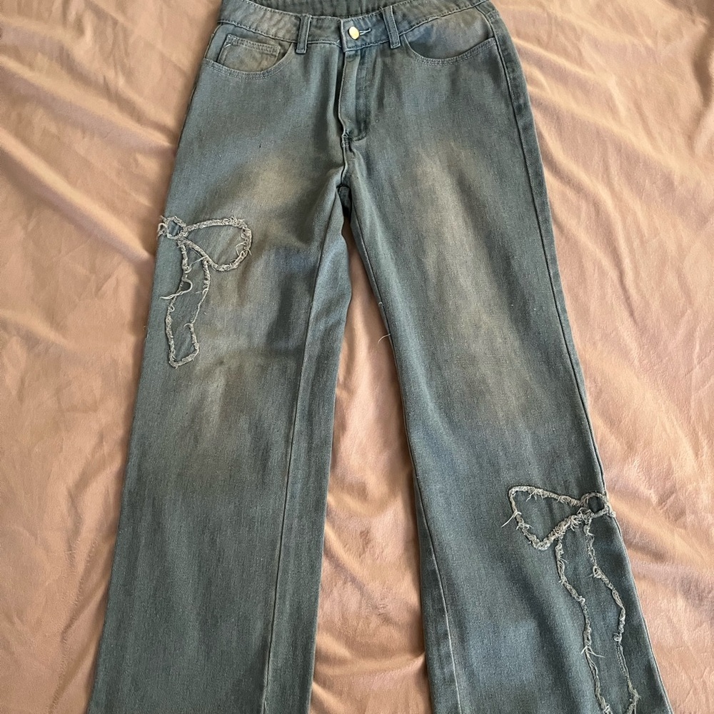 Light blue Bow accent Women Jeans